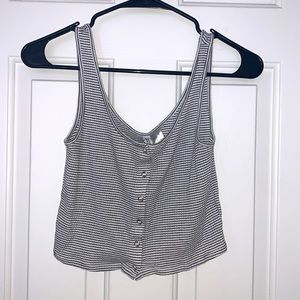 Black and White Stripe Crop Tank Top